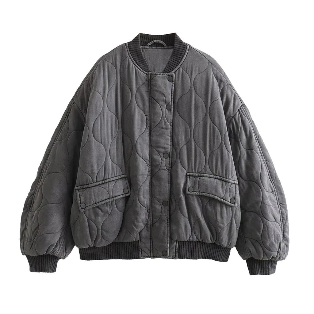 women's oversized bomber jacket in gray