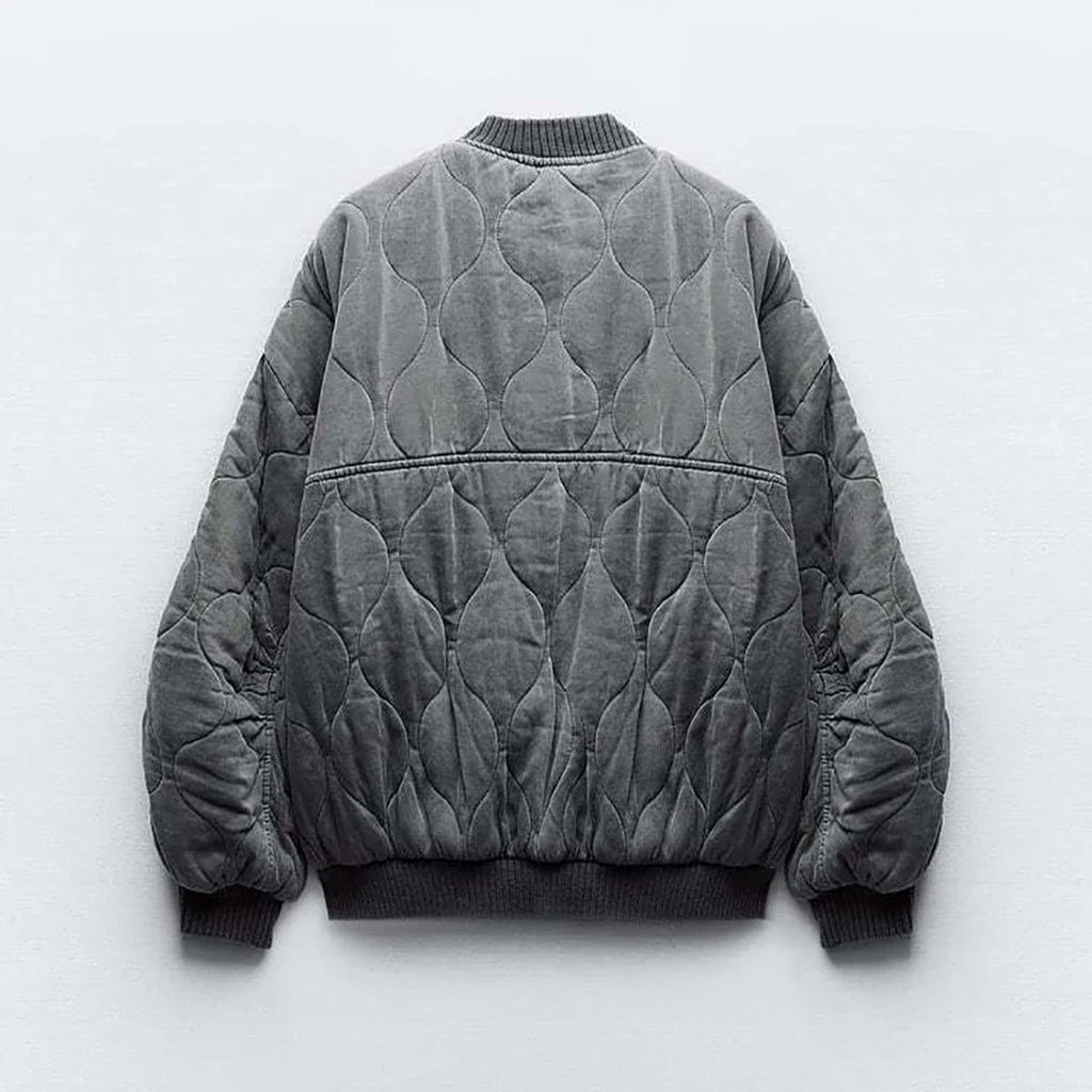 women's oversized bomber jacket in gray
