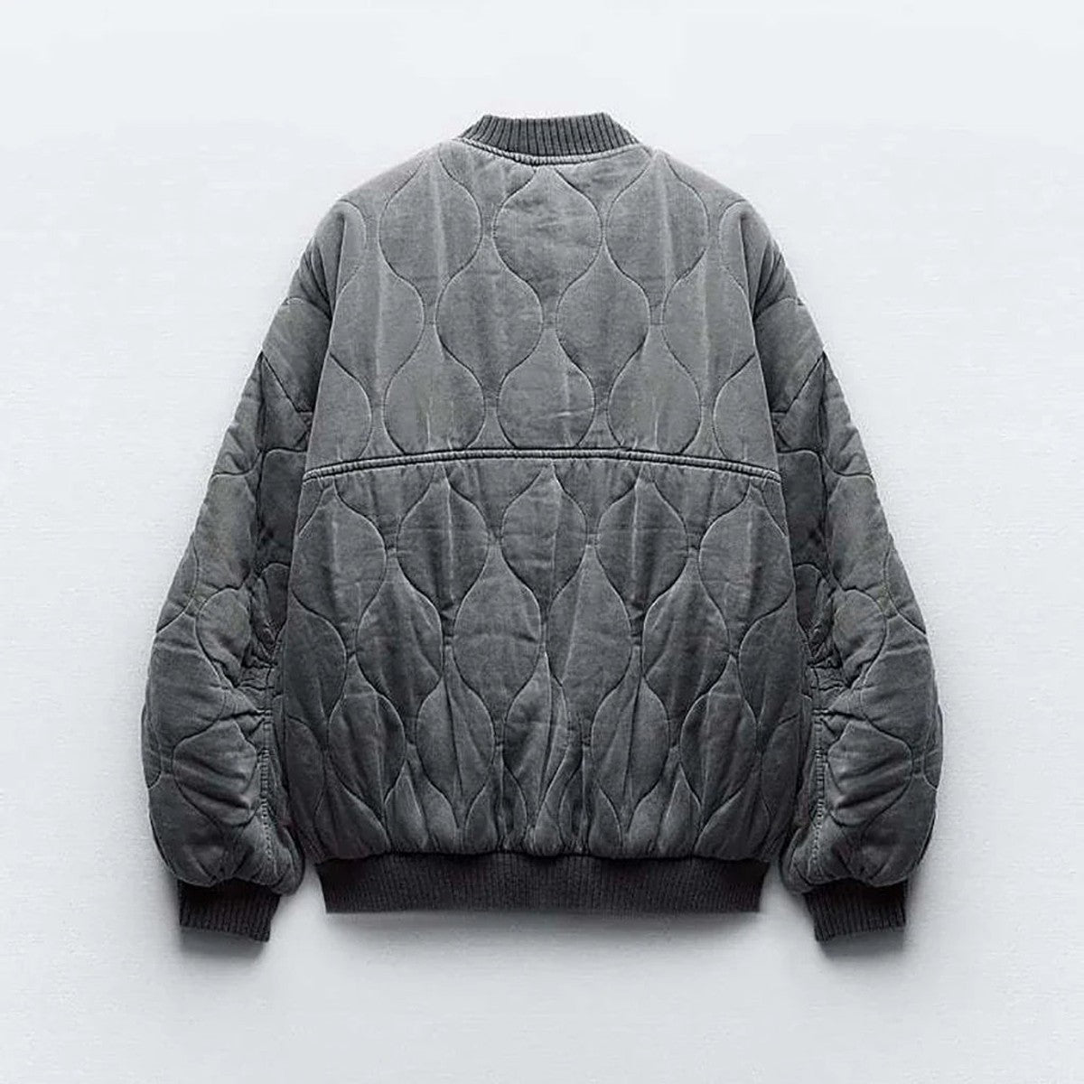 women's oversized bomber jacket in gray