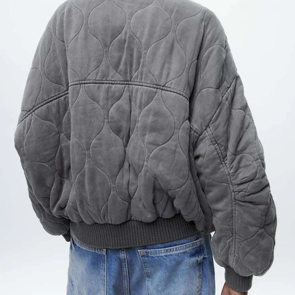 women's oversized bomber jacket in gray
