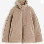women's oversized fleece zip-up jacket