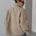 women's oversized fleece zip-up jacket