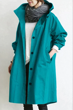 women's oversized hood rain coat turquoise