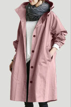 women's oversized hood rain coat pink
