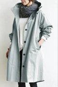women's oversized hood rain coat gray