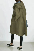 women's oversized hood rain coat army green