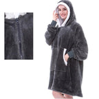 women's oversized hooded blanket sweatshirt in gray zipper