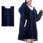 women's oversized hooded blanket sweatshirt in blue zipper