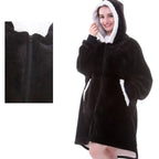women's oversized hooded blanket sweatshirt in black zipper