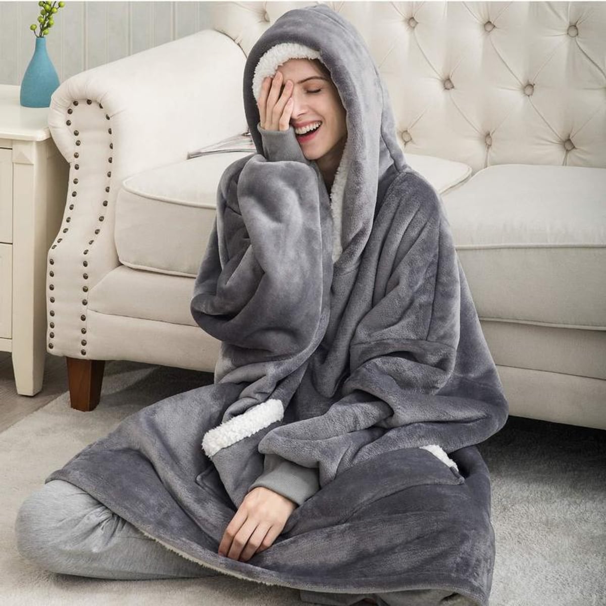 women's oversized hooded blanket sweatshirt