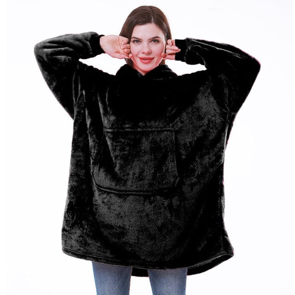 women's oversized hooded blanket sweatshirt in black