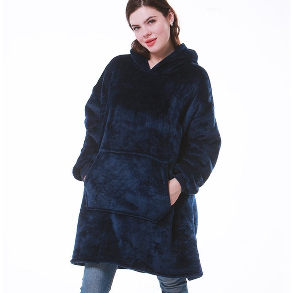 women's oversized hooded blanket sweatshirt in blue