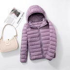 women's packable hooded puffer coat
