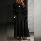 women's peter pan collar denim dress in black