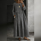 women's peter pan collar denim dress in gray