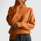 women's relaxed fit high neck sweatshirt in orange