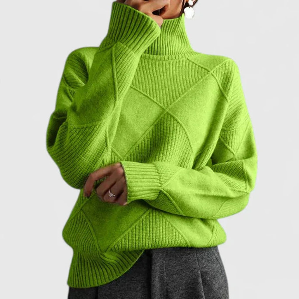 women's relaxed fit high neck sweatshirt in green