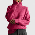 women's relaxed fit high neck sweatshirt in pink