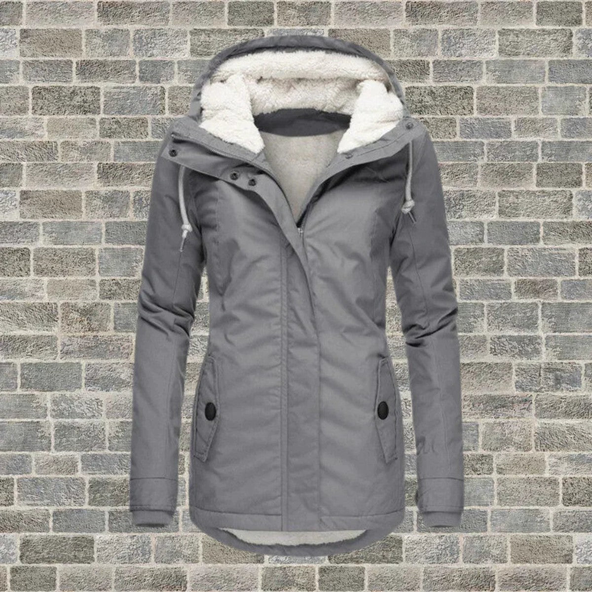 women's relaxed fit hooded coat in grey for women