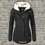 women's relaxed fit hooded coat in black for women