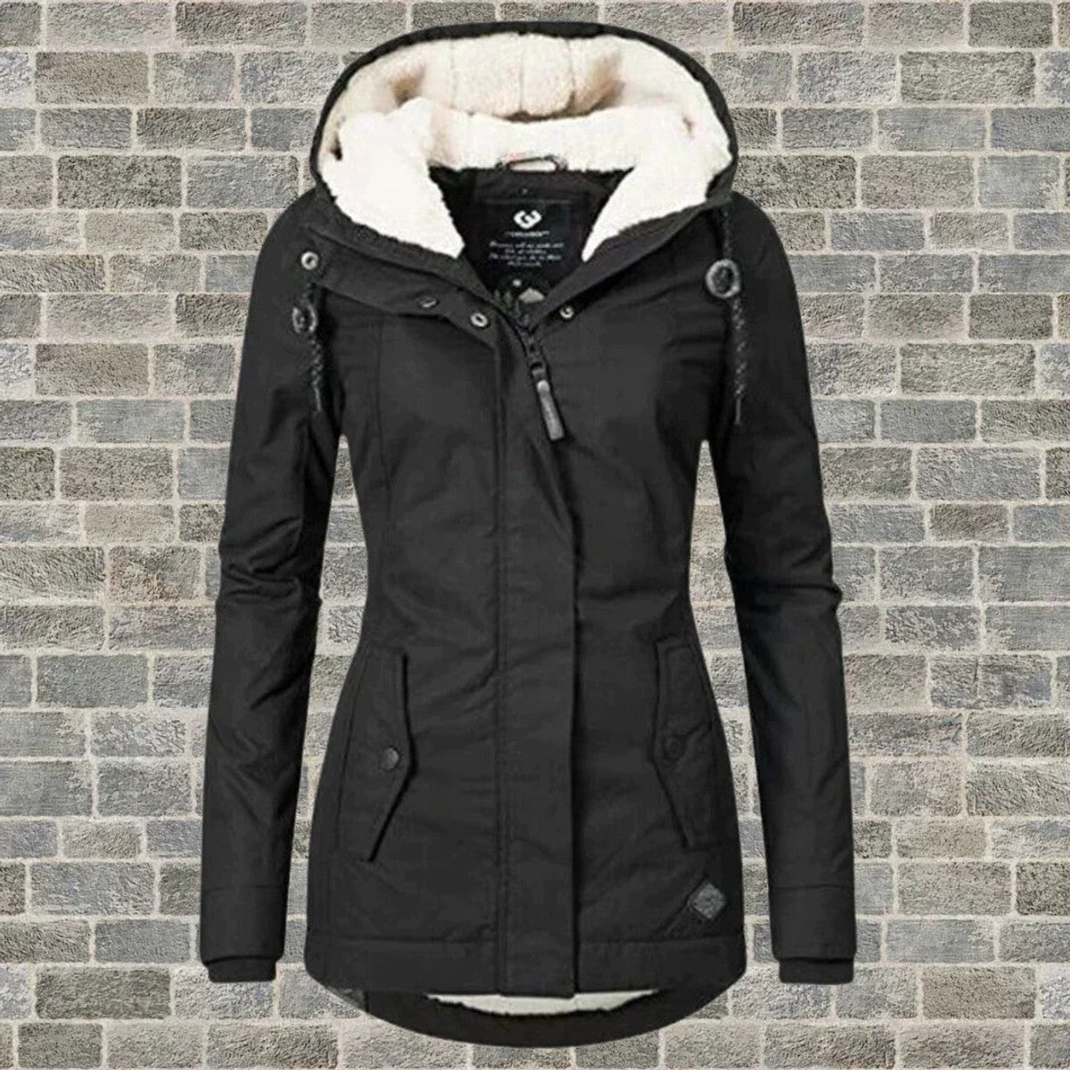 women's relaxed fit hooded coat in black for women