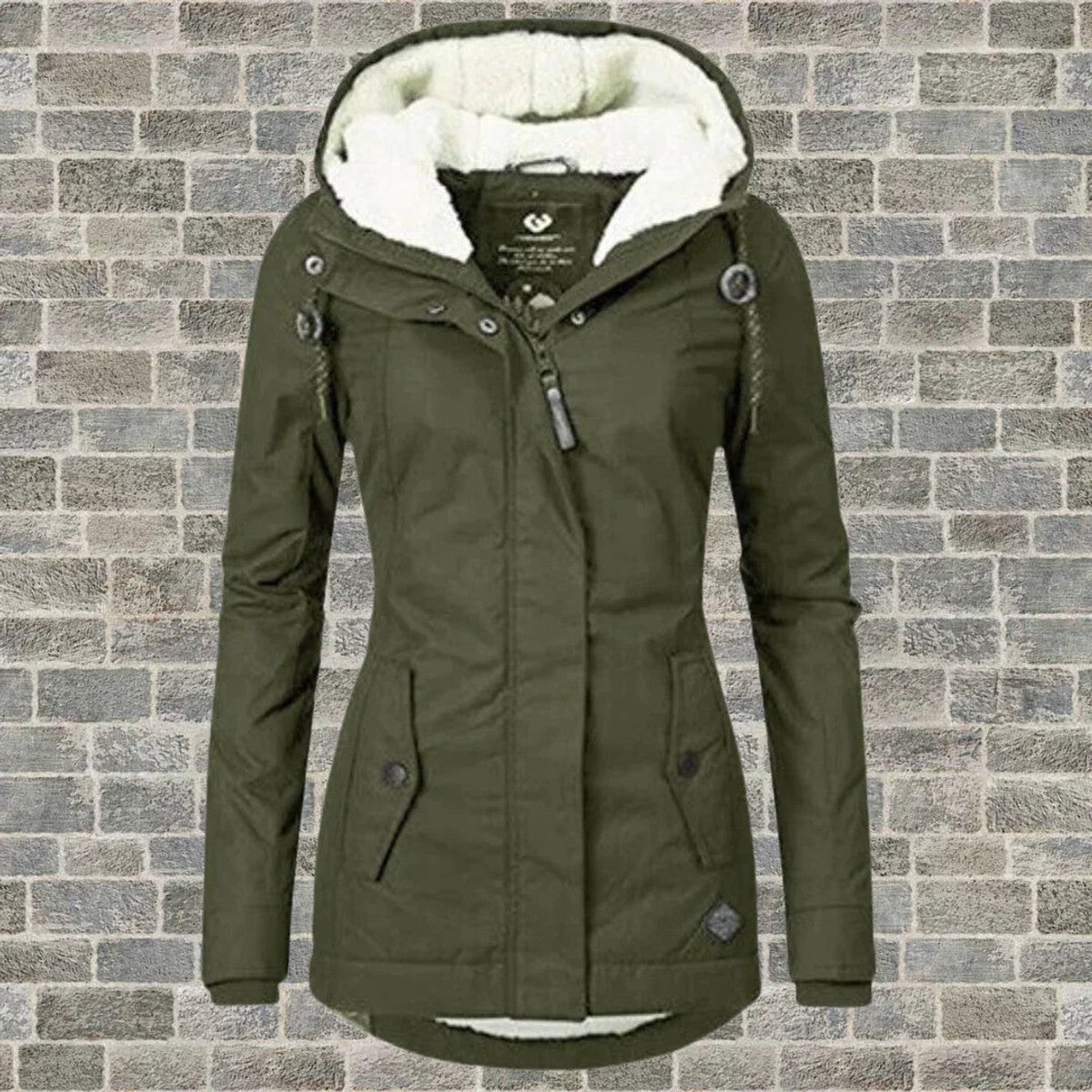 women's relaxed fit hooded coat in army green for women