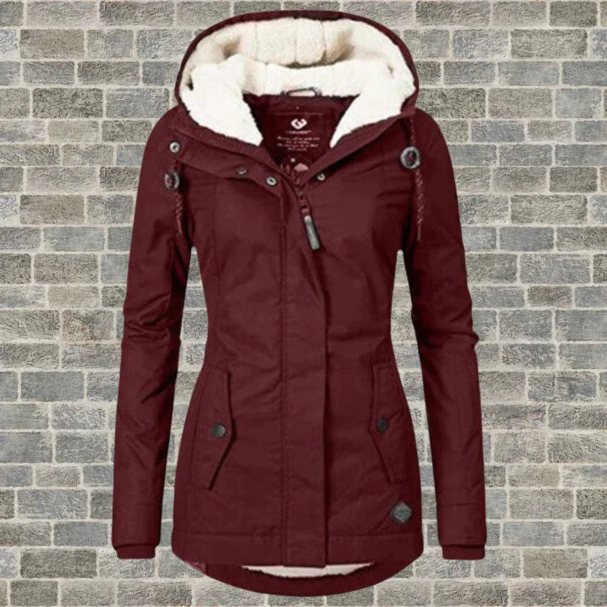 women's relaxed fit hooded coat in burgundy for women