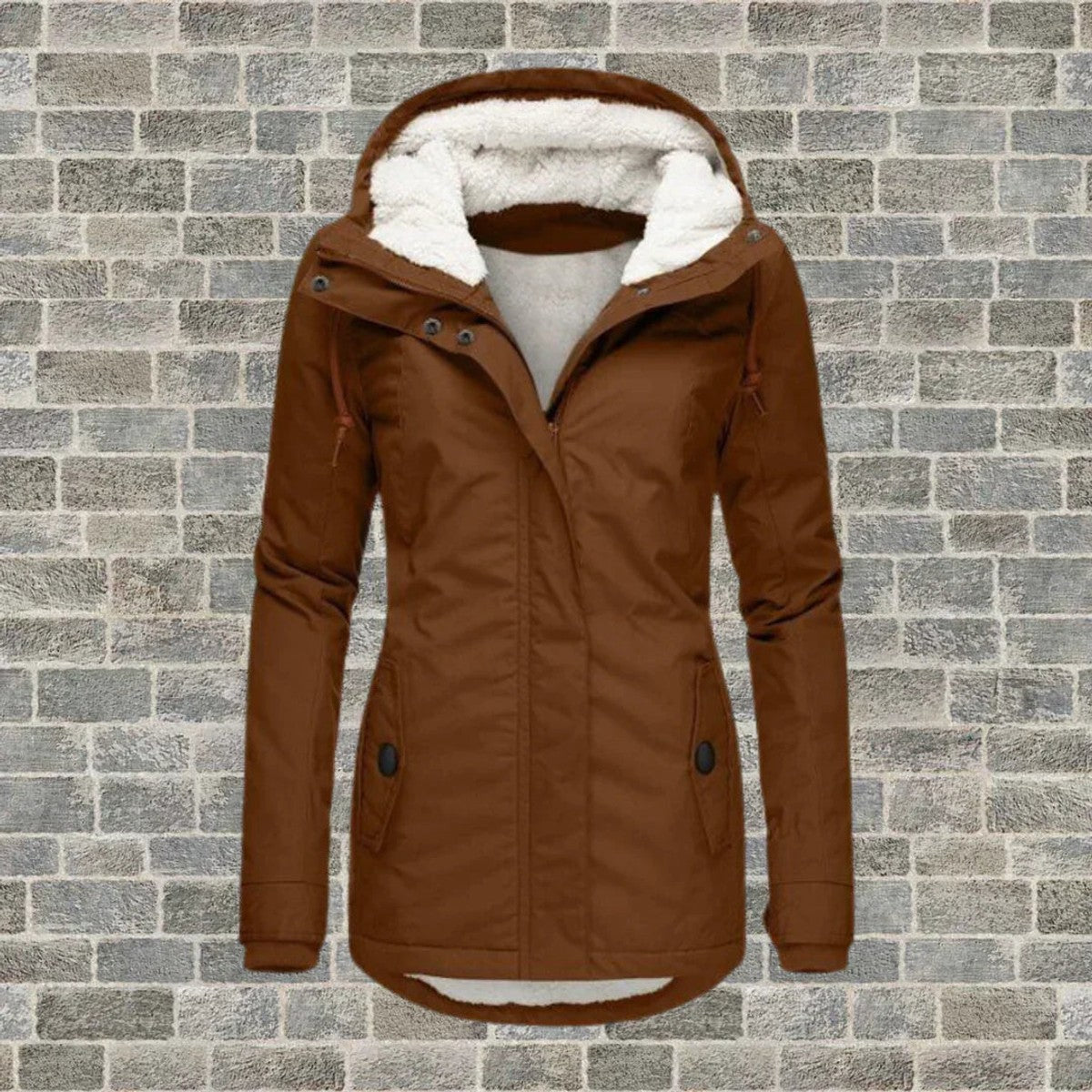women's relaxed fit hooded coat in brown for women