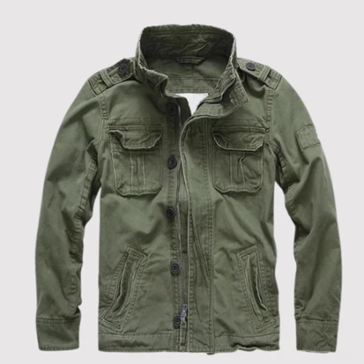 women's retro denim jacket with multiple pockets in olive green