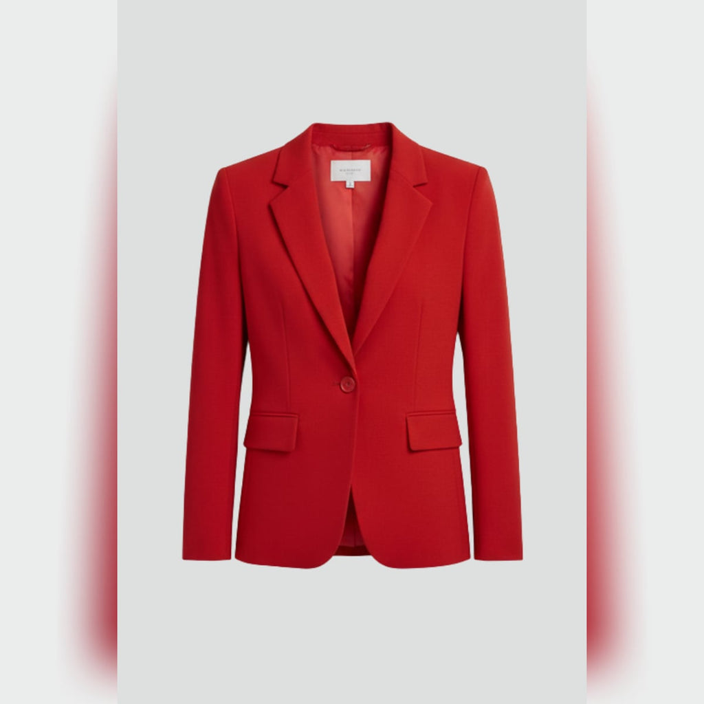 women's single button notch lapel blazer in red