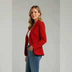 women's single button notch lapel blazer in red