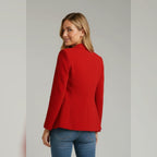 women's single button notch lapel blazer in red
