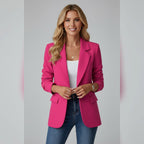women's single button notch lapel blazer in pink