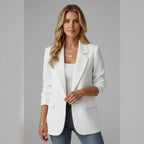 women's single button notch lapel blazer in white