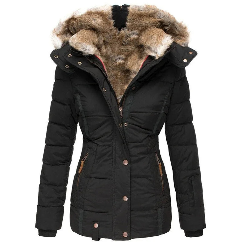 women's slim fit winter jacket in black
