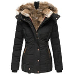 women's slim fit winter jacket in black