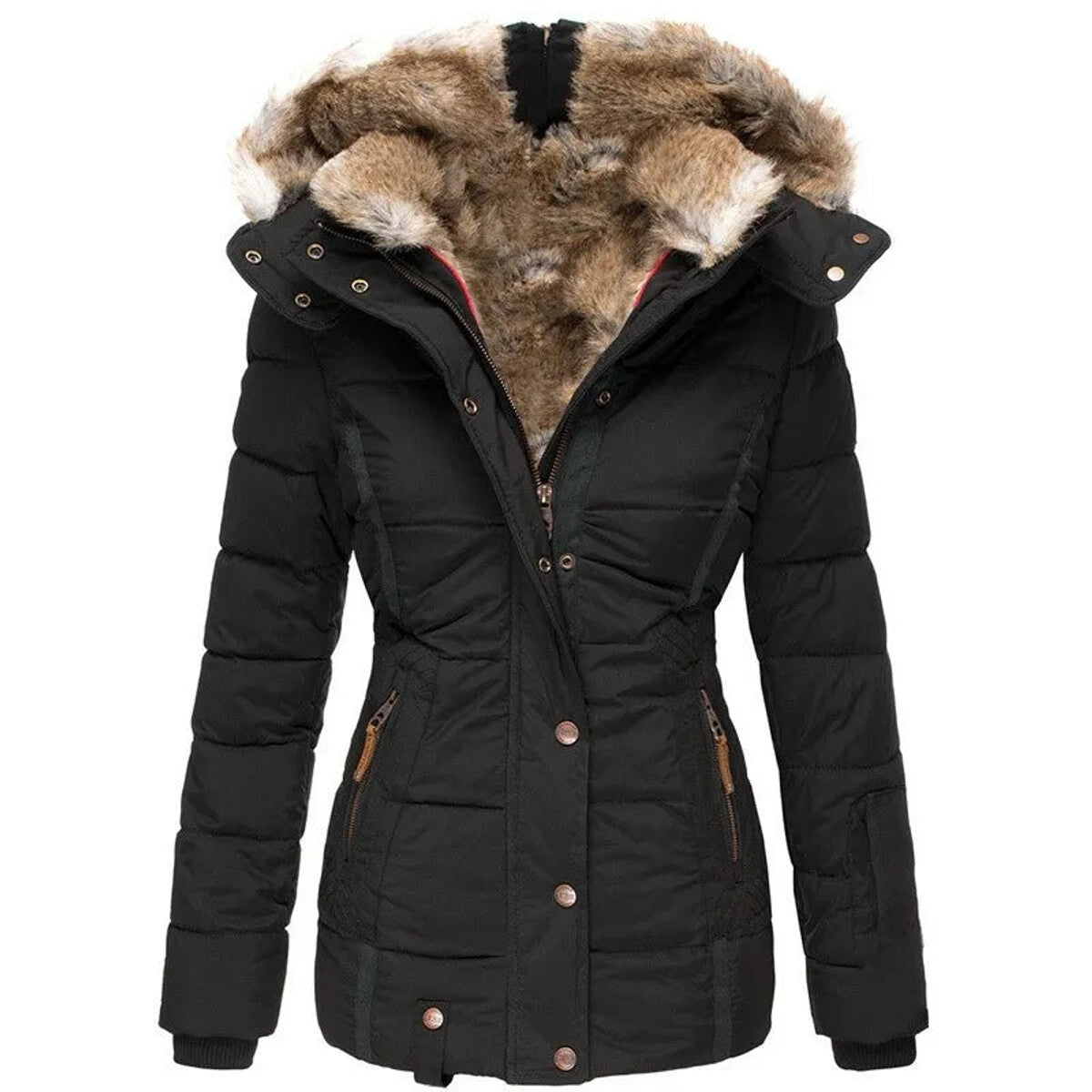 women's slim fit winter jacket in black