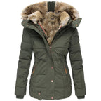 women's slim fit winter jacket in green