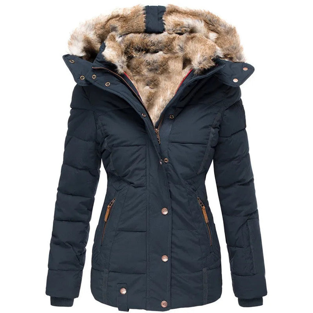 women's slim fit winter jacket in blue