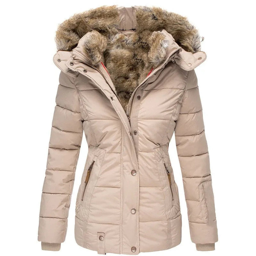women's slim fit winter jacket in beige
