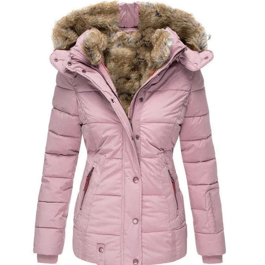 women's slim fit winter jacket in pink