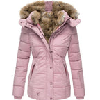 women's slim fit winter jacket in pink