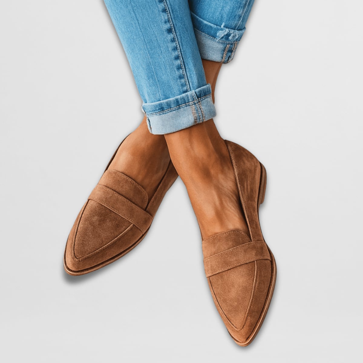 women's slip-on cushioned loafers in khaki