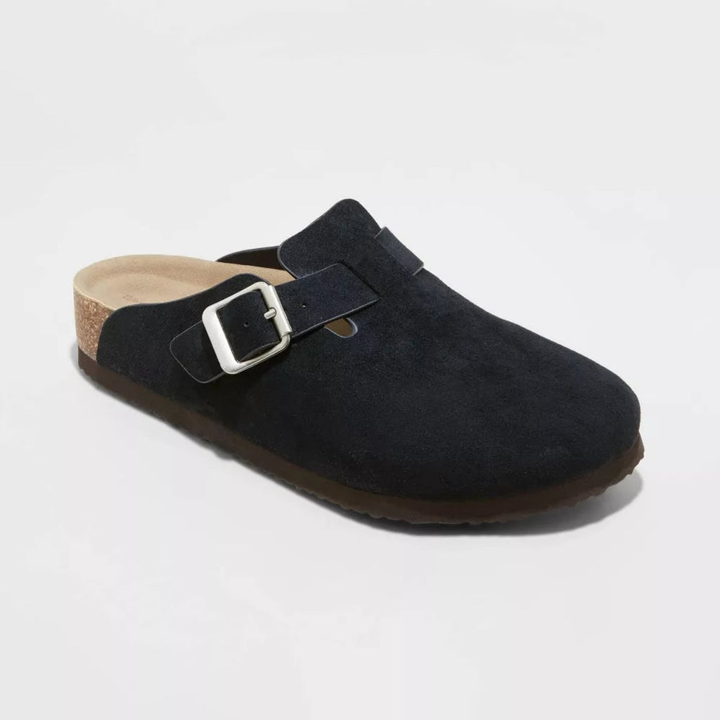 women's slip-on cushioned slides in black