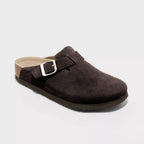 women's slip-on cushioned slides in brown