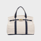women's structured canvas tote bag in navy blue