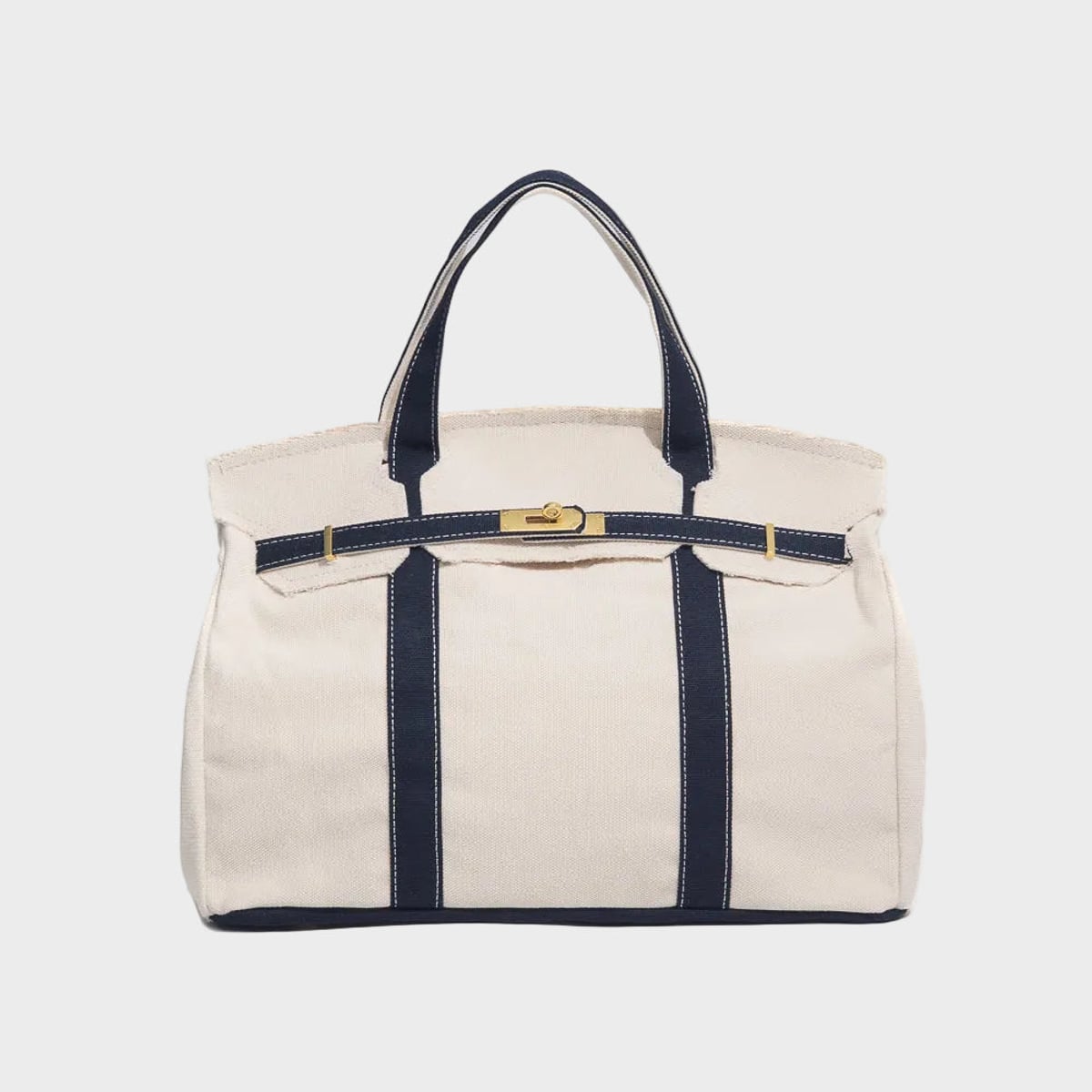 women's structured canvas tote bag in navy blue