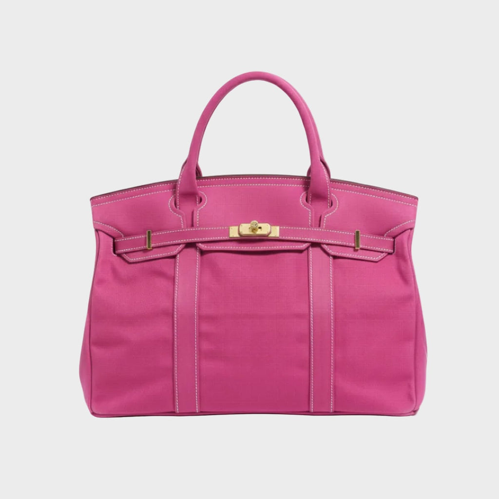 women's structured canvas tote bag in solid pink