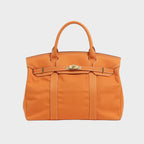 women's structured canvas tote bag in solid orange