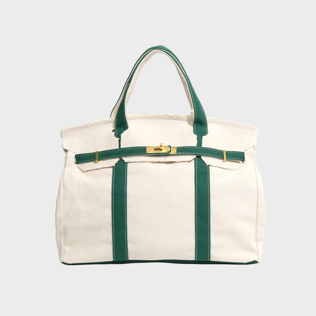 women's structured canvas tote bag in racing green